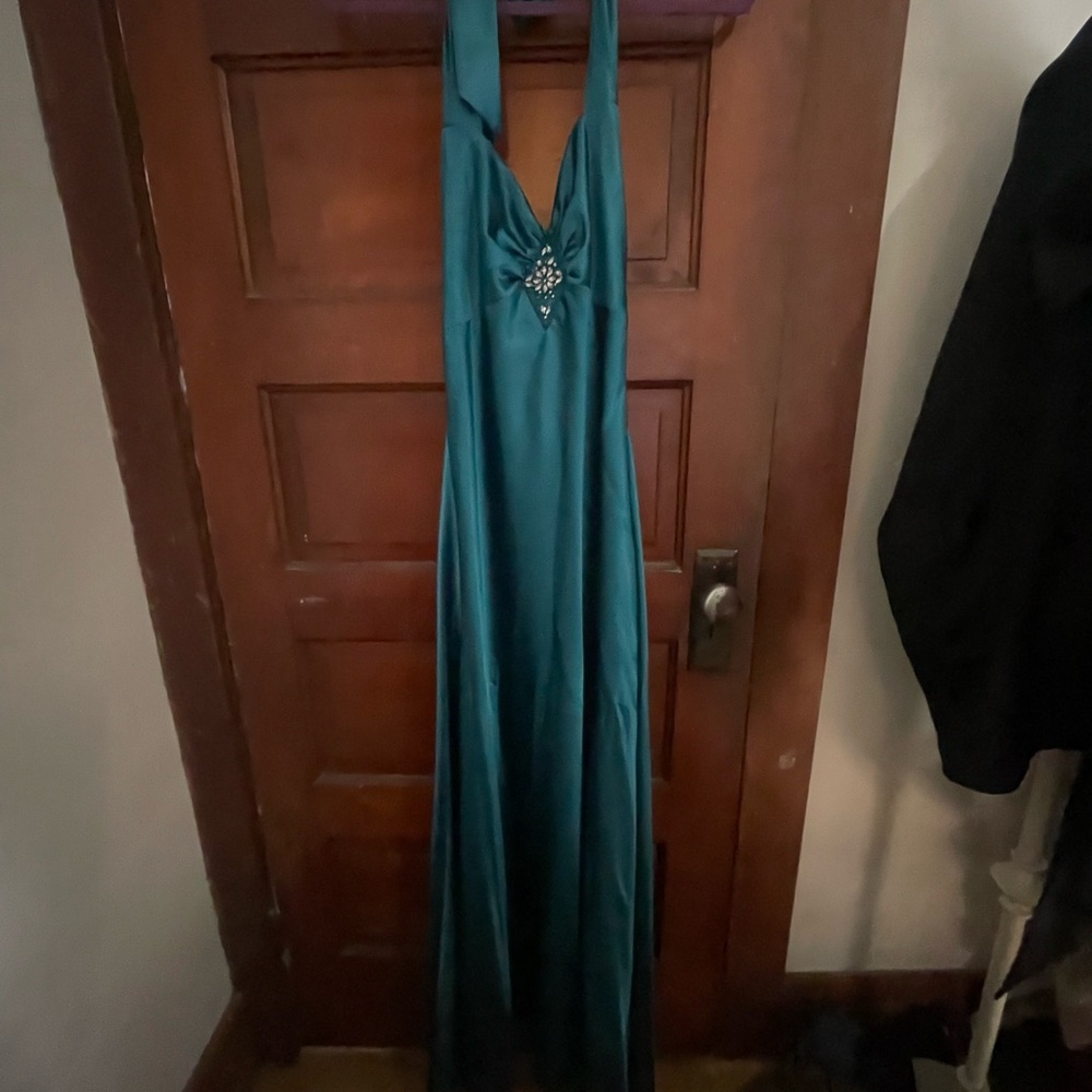 Windsor Blue Halter Prom Gown